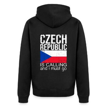 Tschechien - Unisex Premium Bio Zip Hoodie - Schwarz - Hinten - Nico (187cm)