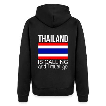 Thailand Spruch - Unisex Premium Bio Zip Hoodie - Schwarz - Hinten - Nico (187cm)