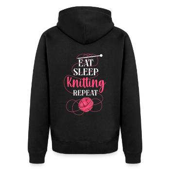 Knitting Knitter Eat Sleep - Unisex Premium Bio Zip Hoodie - Schwarz - Hinten - Nico (187cm)