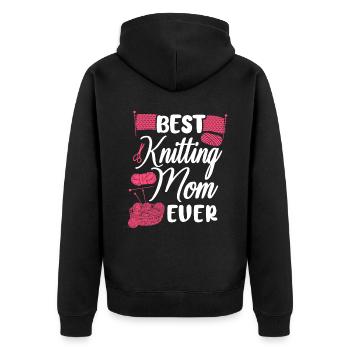 Knitting Knitter Mom Best Knitting - Unisex Premium Bio Zip Hoodie - Schwarz - Hinten - Nico (187cm)