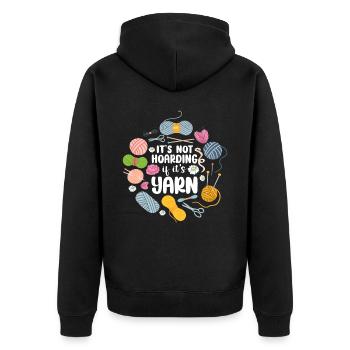 Knitting Knitter It's Not Hoarding - Unisex Premium Bio Zip Hoodie - Schwarz - Hinten - Nico (187cm)