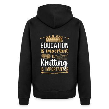 Knitting Knitter Education Is - Unisex Premium Bio Zip Hoodie - Schwarz - Hinten - Nico (187cm)