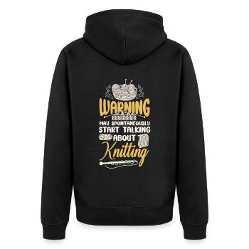 Knitting Knitter Warning May - Unisex Premium Bio Zip Hoodie - Schwarz - Hinten - Nico (187cm)