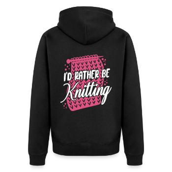 Knitting Knitter I'd Rather Be - Unisex Premium Organic Zip Hoodie - black - Back - Nico (187cm)