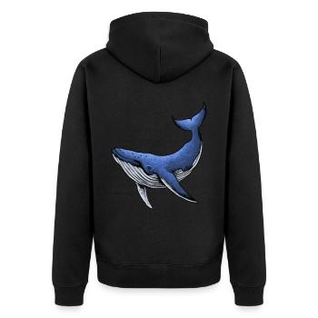 Blauer Orca-Wal-Geschenk - Unisex Premium Bio Zip Hoodie - Schwarz - Hinten - Nico (187cm)