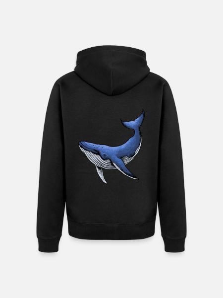 Blauer Orca-Wal-Geschenk - Unisex Premium Bio Zip Hoodie - Schwarz