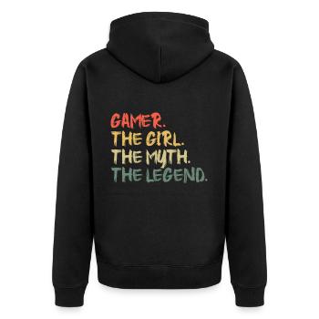 Gamer La fille Le mythe La légende - Veste à capuche bio Premium Unisexe - noir - Dos - Nico (187cm)