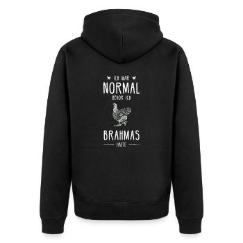 Brahma Hühner I Chicken Geflügel Motiv für - Unisex Premium Bio Zip Hoodie - Schwarz - Hinten - Nico (187cm)