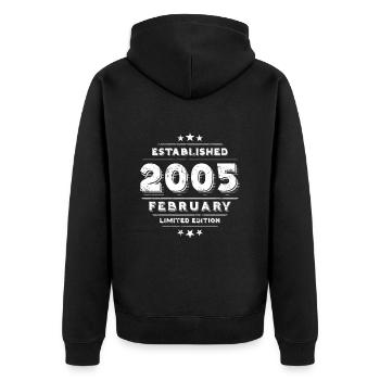 Geburtstag im Februar 2005 - February - Unisex Premium Bio Zip Hoodie - Schwarz - Hinten - Nico (187cm)