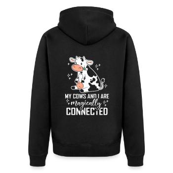 My cows and I are magically connected animals - Unisex Premium Organic Zip Hoodie - black - Back - Nico (187cm)
