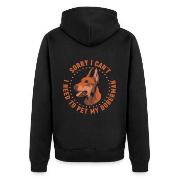 Kann Nicht Ich Muss Meinen Dobermann Streicheln - Unisex Premium Bio Zip Hoodie - Schwarz - Hinten - Nico (187cm)