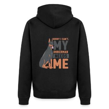 Can't my Doberman needs me Doberman - Unisex Premium Organic Zip Hoodie - black - Back - Nico (187cm)