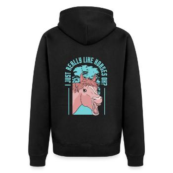 I just like horses very much rider riding horse - Unisex Premium Organic Zip Hoodie - black - Back - Nico (187cm)