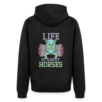 Life consists of horses horse riding - Unisex Premium Organic Zip Hoodie - black - Back - Nico (187cm)