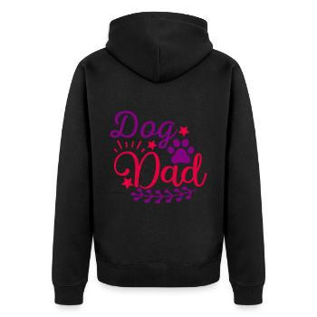 Hunde-Papa - Unisex Premium Bio Zip Hoodie - Schwarz - Hinten - Nico (187cm)