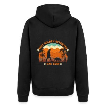 Best Golden Retriever Dad Ever - Unisex Premium Organic Zip Hoodie - black - Back - Nico (187cm)