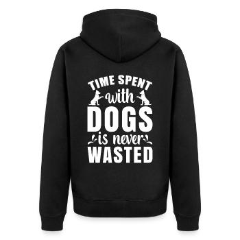 Time spent with dogs is never - - Unisex Premium Organic Zip Hoodie - black - Back - Nico (187cm)