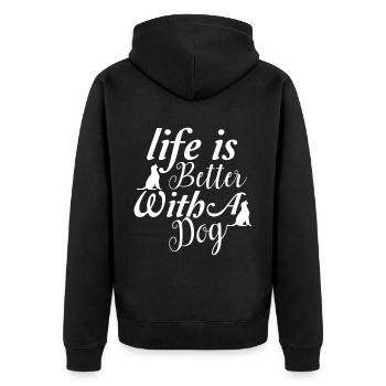 Das Leben ist besser mit einem Hund - 2 Hunde - Unisex Premium Bio Zip Hoodie - Schwarz - Hinten - Nico (187cm)