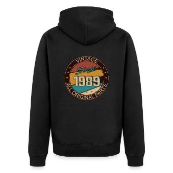 34th birthday man woman 1989 decoration - Unisex Premium Organic Zip Hoodie - black - Back - Nico (187cm)