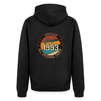30. Geburtstag Mann Frau 1993 Deko - Unisex Premium Bio Zip Hoodie - Schwarz - Hinten - Nico (187cm)