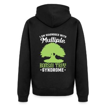 Japanischer Bonsaibaum lustig - Unisex Premium Bio Zip Hoodie - Schwarz - Hinten - Nico (187cm)