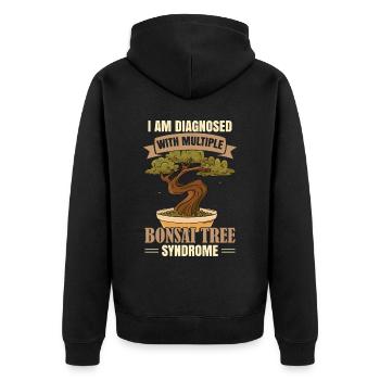 Funny Bonsai Tree Plants - Unisex Premium Organic Zip Hoodie - black - Back - Nico (187cm)
