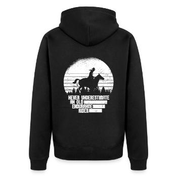 Horse Equestrian Sport Endurance Riding - Unisex Premium Organic Zip Hoodie - black - Back - Nico (187cm)