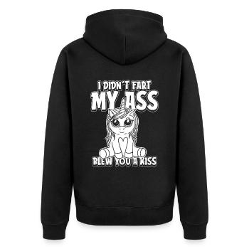 Einhorn Unicorn - Unisex Premium Bio Zip Hoodie - Schwarz - Hinten - Nico (187cm)