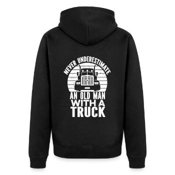 Lkw Fahrer Trucker Lastwagenfahrer Alter Trucker - Unisex Premium Bio Zip Hoodie - Schwarz - Hinten - Nico (187cm)