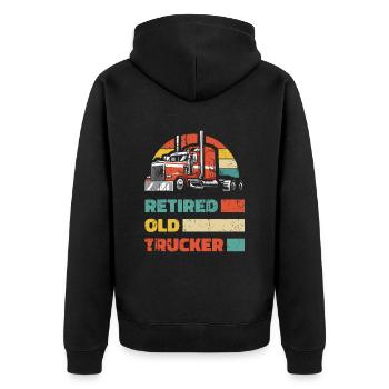 Lkw Fahrer Trucker Lastwagenfahrer Im Ruhestand - Unisex Premium Bio Zip Hoodie - Schwarz - Hinten - Nico (187cm)