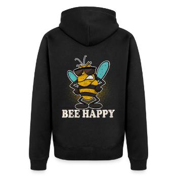 Bee Happy Imker Bienen - Unisex Premium Bio Zip Hoodie - Schwarz - Hinten - Nico (187cm)