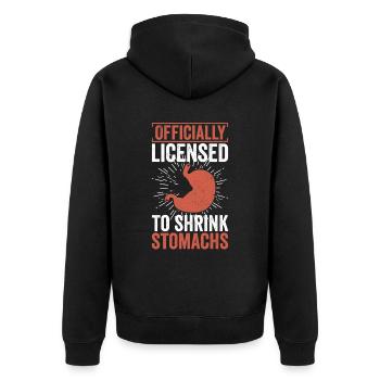 Magenchirurgen Chirurgie Chrirug - Unisex Premium Bio Zip Hoodie - Schwarz - Hinten - Nico (187cm)
