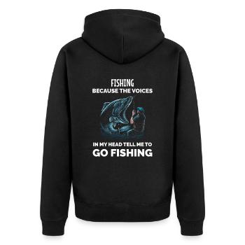 Pêche vintage Funny Fisherman - Veste à capuche bio Premium Unisexe - noir - Dos - Nico (187cm)