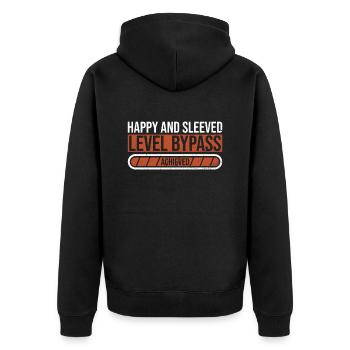 Magenbypass Operation Und Magenverkleinerung - Unisex Premium Bio Zip Hoodie - Schwarz - Hinten - Nico (187cm)