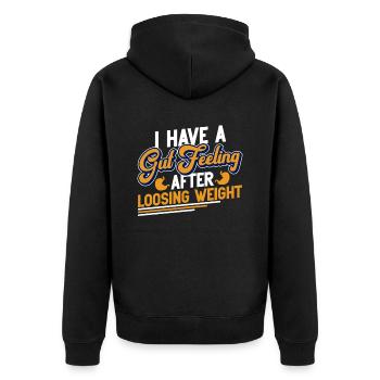 Gewichtsverlustchirurgie Magenbypass Abnehmen - Unisex Premium Bio Zip Hoodie - Schwarz - Hinten - Nico (187cm)