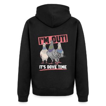 Taubenjagd Und Taubenjäger - Unisex Premium Bio Zip Hoodie - Schwarz - Hinten - Nico (187cm)