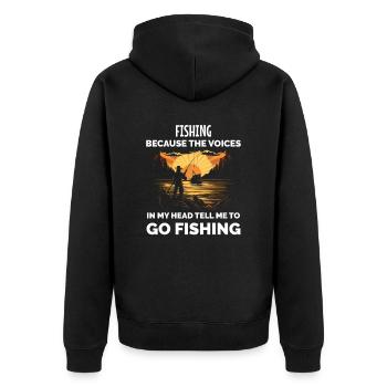 Pêche vintage Funny Fisherman - Veste à capuche bio Premium Unisexe - noir - Dos - Nico (187cm)