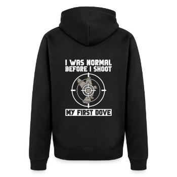 Taubenjagd Tauben Vogeljäger - Unisex Premium Bio Zip Hoodie - Schwarz - Hinten - Nico (187cm)
