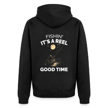 Fishin its a Reel Good Time - Pêcheur - Veste à capuche bio Premium Unisexe - noir - Dos - Nico (187cm)