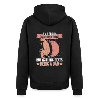 Vater Des Magenchirurgen - Unisex Premium Bio Zip Hoodie - Schwarz - Hinten - Nico (187cm)