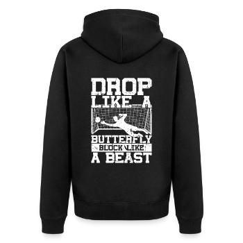 Fußball -Torhüter Des Fußball -Torhüters - Unisex Premium Bio Zip Hoodie - Schwarz - Hinten - Nico (187cm)