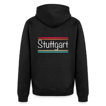 Stuttgart - Unisex Premium Bio Zip Hoodie - Schwarz - Hinten - Nico (187cm)