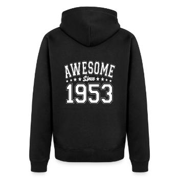 Awesome Since 1953 Birthday 1953 Vintage 1953 - Unisex Premium Organic Zip Hoodie - black - Back - Nico (187cm)