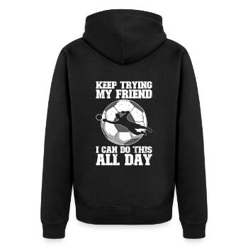 Fußball -Torhüter Des Fußball -Torhüters - Unisex Premium Bio Zip Hoodie - Schwarz - Hinten - Nico (187cm)