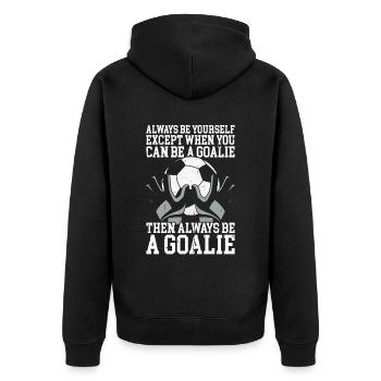 Fußball -Torhüter Des Fußball -Torhüters - Unisex Premium Bio Zip Hoodie - Schwarz - Hinten - Nico (187cm)