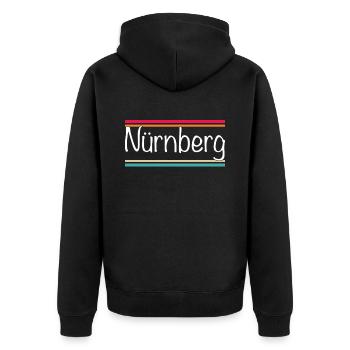 Nuremberg - Unisex Premium Organic Zip Hoodie - black - Back - Nico (187cm)