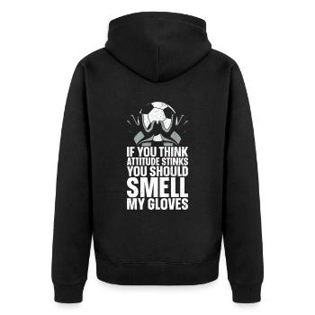 Fußball -Torhüter Des Fußball -Torhüters - Unisex Premium Bio Zip Hoodie - Schwarz - Hinten - Nico (187cm)