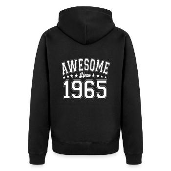 Awesome Since 1965 Birthday 1965 Vintage 1965 - Unisex Premium Organic Zip Hoodie - black - Back - Nico (187cm)