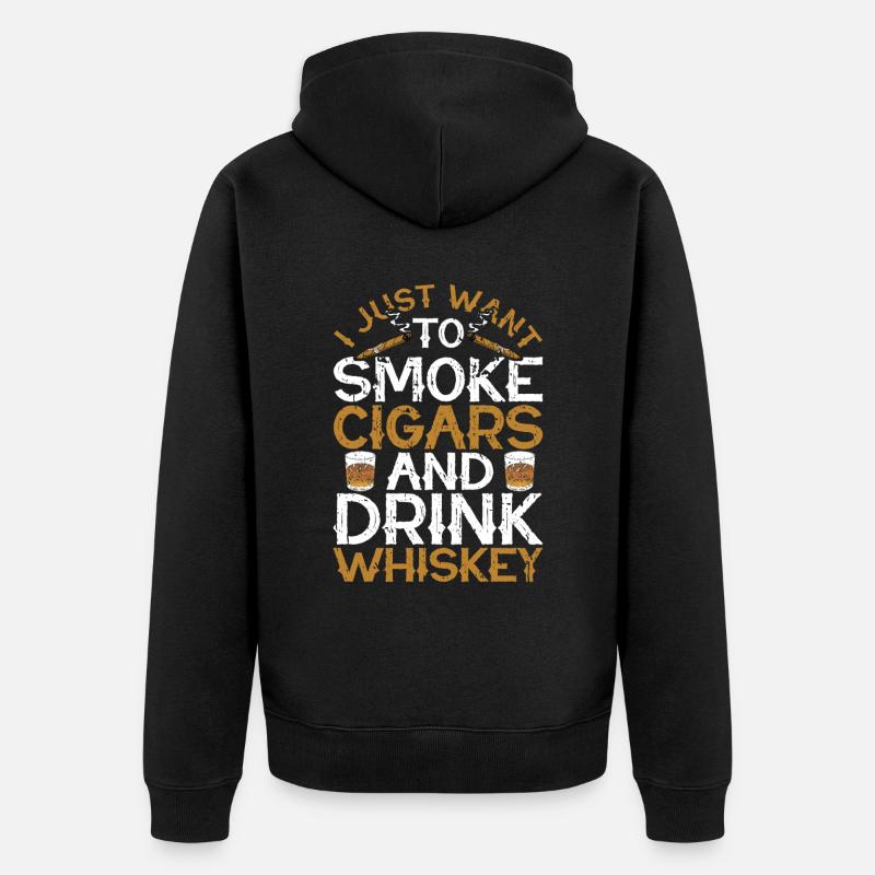 Zigarrenzigarettenraucher - Unisex Premium Bio Zip Hoodie - Schwarz