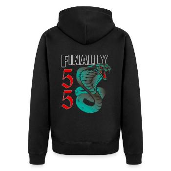 55 ans, verdict de naissance - Veste à capuche bio Premium Unisexe - noir - Dos - Nico (187cm)